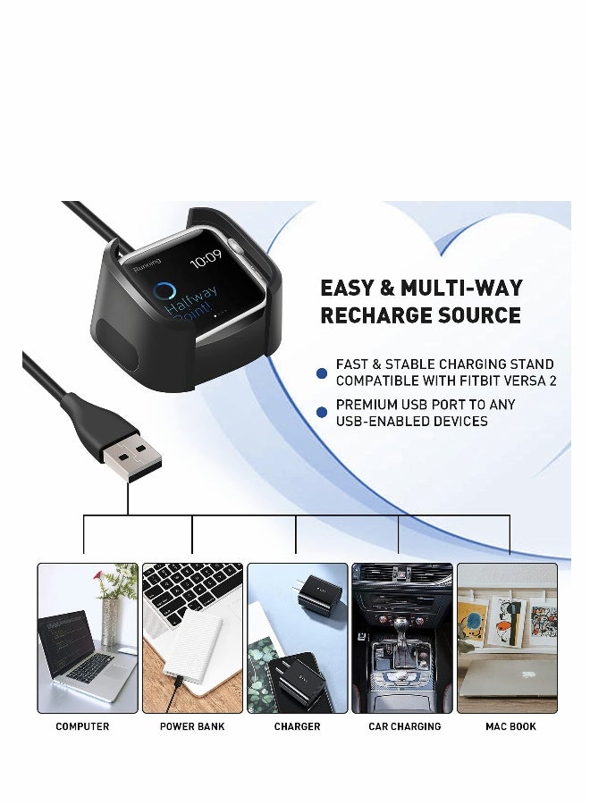 Replacement Charger Compatible with Fitbit Versa 2 Charger, Charger Dock Cradle Replacement USB Charging Cable Cord Charger Stand Adapter for Fitbit Versa 2 Charging Station - Image 4